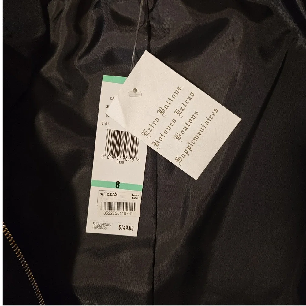 Jones‎ New York Collection Blazer Women 8 Black Zip Front Stretch Pockets New